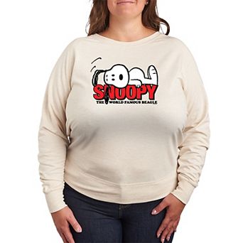 Plus Size Peanuts Snoopy The World Famous Beagle French Terry Long Sleeve Tee