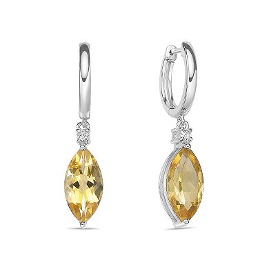 Gemminded Sterling Silver Citrine & White Topaz Earrings