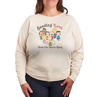 Plus Size Peanuts Sending Love From The Whole Gang French Terry Long Sleeve Tee