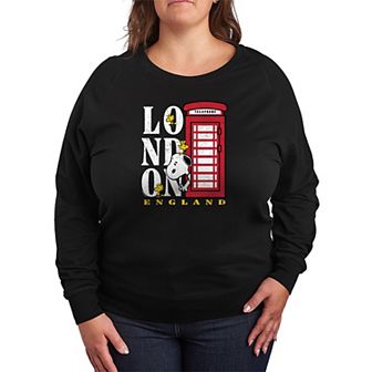 Plus Size Peanuts London England French Terry Long Sleeve Tee