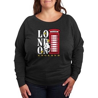 Plus Size Peanuts London England French Terry Long Sleeve Tee