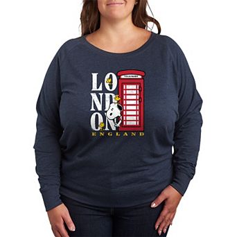 Plus Size Peanuts London England French Terry Long Sleeve Tee