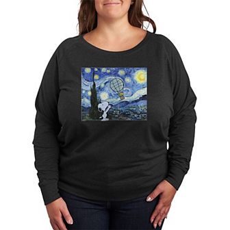 Plus Size Peanuts The Starry Night French Terry Long Sleeve Tee