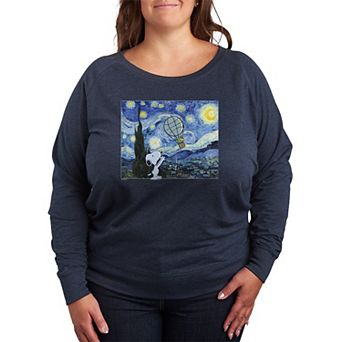 Plus Size Peanuts The Starry Night French Terry Long Sleeve Tee
