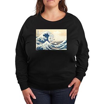 Plus Size Peanuts The Great Wave Off Kanagawa French Terry Long Sleeve Tee