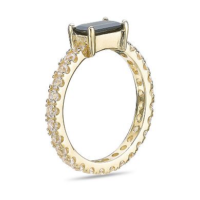 Gemminded Sterling Silver Onyx and Lab-Created White Sapphire Ring