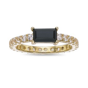 Gemminded Sterling Silver Onyx and Lab-Created White Sapphire Ring