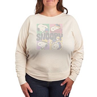 Plus Size Peanuts Snoopy French Terry Long Sleeve Tee