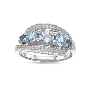 Gemminded Sterling Silver Lab-Created White Sapphire & Blue Topaz Ring
