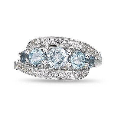 Gemminded Sterling Silver Lab-Created White Sapphire & Blue Topaz Ring