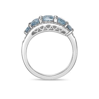 Gemminded Sterling Silver Lab-Created White Sapphire & Blue Topaz Ring
