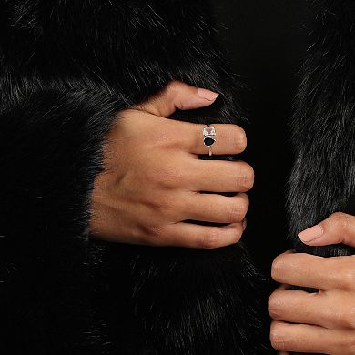 Gemminded Sterling Silver Lab Grown Onyx & Lab-Created White Sapphire Ring