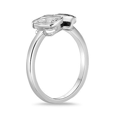 Gemminded Sterling Silver Lab Grown Onyx & Lab-Created White Sapphire Ring