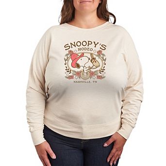 Plus Size Peanuts Snoopy's Rodeo French Terry Long Sleeve Tee