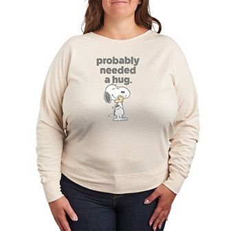 Plus Size Peanuts Snoopy & Woodstock French Terry Long Sleeve Tee
