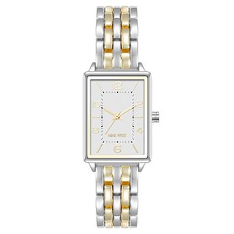 Nine West Women's 23mm Two Tone Rectangle Case Watch - NW-3307SVTT
