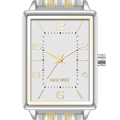 Nine West Women's 23mm Two Tone Rectangle Case Watch - NW-3307SVTT