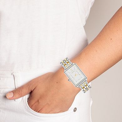 Nine West Women's 23mm Two Tone Rectangle Case Watch - NW-3307SVTT