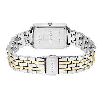 Nine West Women's 23mm Two Tone Rectangle Case Watch - NW-3307SVTT