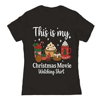 Women's This Is My Christmas Movie Watching Shirt Graphic Tee