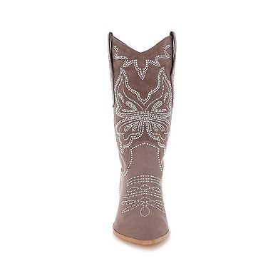 Rag & Co Latafa Women's Rhinestones Pointed Toe Cowboy Boots