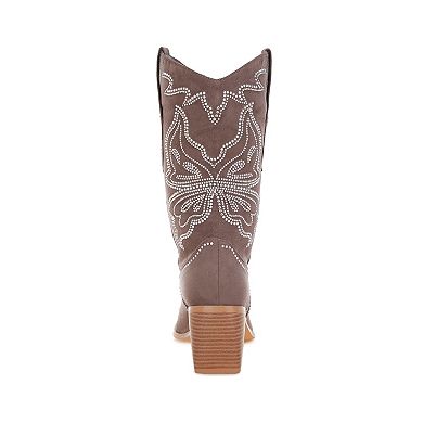 Rag & Co Latafa Women's Rhinestones Pointed Toe Cowboy Boots