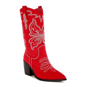 Rag & Co Latafa Women's Rhinestones Pointed Toe Cowboy Boots
