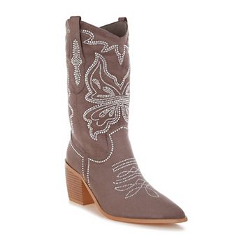 Rag & Co Latafa Women's Rhinestones Pointed Toe Cowboy Boots