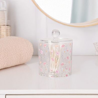 Milano Floral Print Cotton Swab Storage Jar