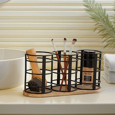 Milano Metal & Wood 3-Compartment Organizer