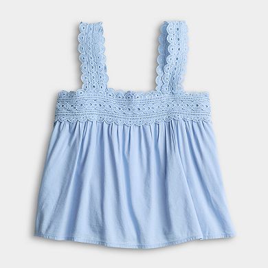 Petite LC Lauren Conrad Lace Trim Square Neck Tank Top