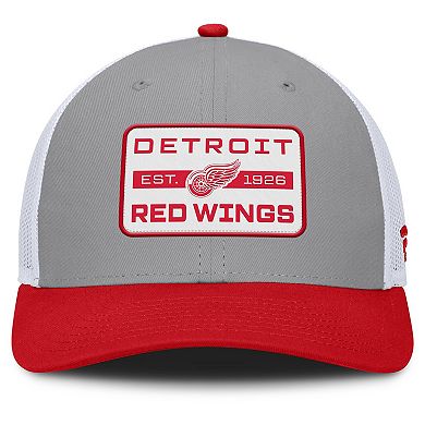 Men's Fanatics Gray/Red Detroit Red Wings Fundamental Adapt Trucker Adjustable Hat