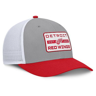 Men's Fanatics Gray/Red Detroit Red Wings Fundamental Adapt Trucker Adjustable Hat