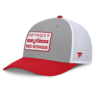 Men's Fanatics Gray/Red Detroit Red Wings Fundamental Adapt Trucker Adjustable Hat