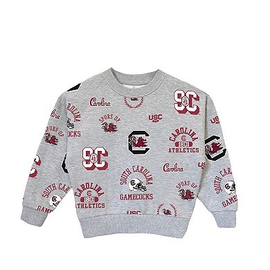 Girls Youth Gameday Couture Gray South Carolina Gamecocks Always On Repeat Pullover Sweatshirt