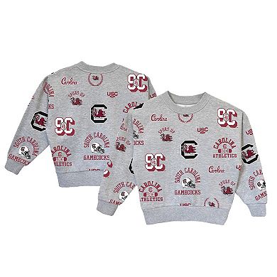 Girls Youth Gameday Couture Gray South Carolina Gamecocks Always On Repeat Pullover Sweatshirt