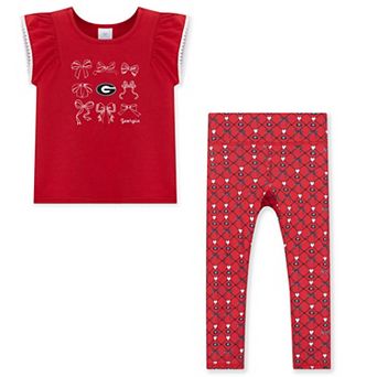 Girls Toddler ZooZatz Red Georgia Bulldogs Tri-Blend Bow Legging and Shirt Set