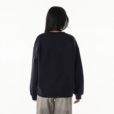 Women's The Wild Collective Navy Dallas Cowboys Rock Crystal Oversized Crewneck Sweatshirt