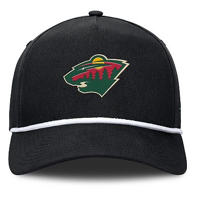 Men's Fanatics Black Minnesota Wild Authentic Pro Rink Roper A-Frame Adjustable Hat