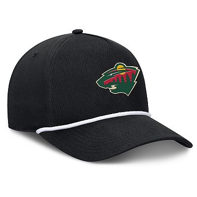 Men's Fanatics Black Minnesota Wild Authentic Pro Rink Roper A-Frame Adjustable Hat