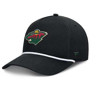Men's Fanatics Black Minnesota Wild Authentic Pro Rink Roper A-Frame Adjustable Hat