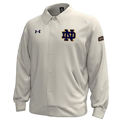 Men's Under Armour Stone Notre Dame Fighting Irish Gameday Icon Full-Snap Fleece Jacket