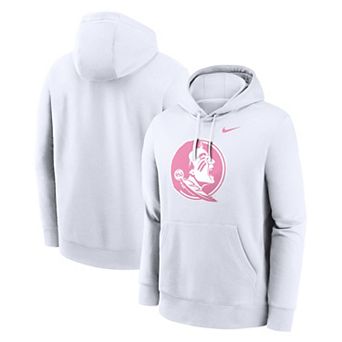 Men's Nike White Florida State Seminoles Pink Logo Club Fleece Hoodie