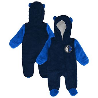 Infant & Newborn Outerstuff Navy Dallas Mavericks Stay Napping Fleece Bunting Full-Zip Hoodie Sleeper