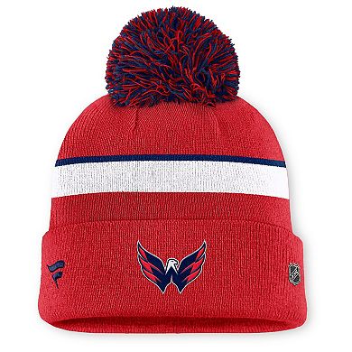 Women's Fanatics Red Washington Capitals Authentic Pro Rink Cuffed Knit Hat with Pom