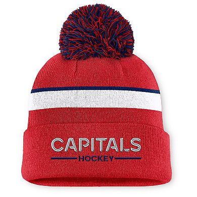 Women's Fanatics Red Washington Capitals Authentic Pro Rink Cuffed Knit Hat with Pom