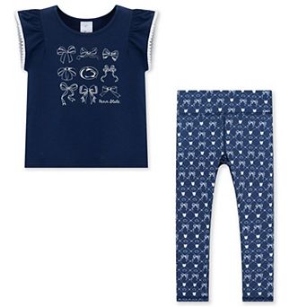 Girls Toddler ZooZatz Navy Penn State Nittany Lions Tri-Blend Bow Legging and Shirt Set