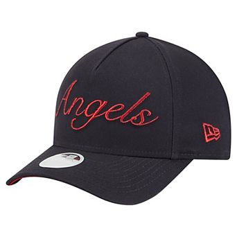 Women's New Era Navy Los Angeles Angels Metallic A-Frame 9FORTY Adjustable Hat
