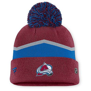 Women's Fanatics Burgundy Colorado Avalanche Authentic Pro Rink Cuffed Knit Hat with Pom