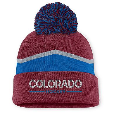 Women's Fanatics Burgundy Colorado Avalanche Authentic Pro Rink Cuffed Knit Hat with Pom